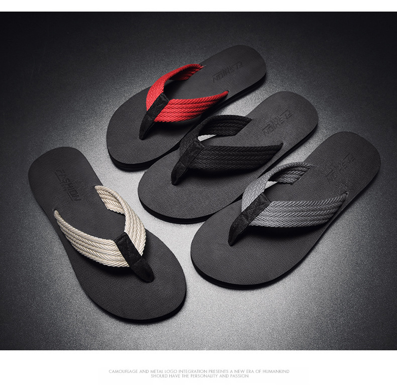 Men's Casual Color Block Solid Color T-Strap Flip Flops display picture 8