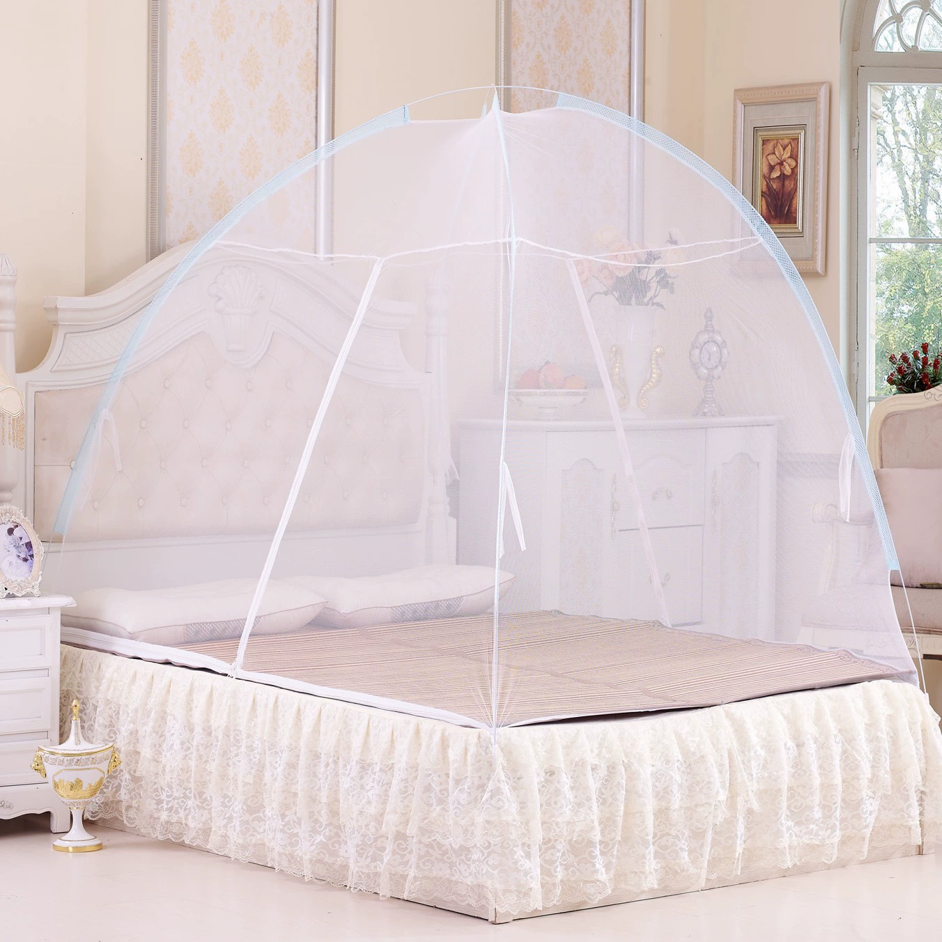 Внешняя торговля, без установки, противомоскитная сидячая кровать на молнии, Монгольская сумка, москитная сетка, двухдверная Складная Волшебная москитная сетка