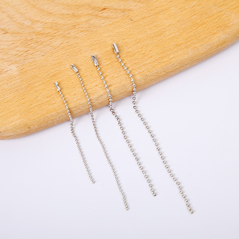 厂家供应服装挂绳手穿绳子母扣 铁珠链10CM 12CM 15CM镀银色现货