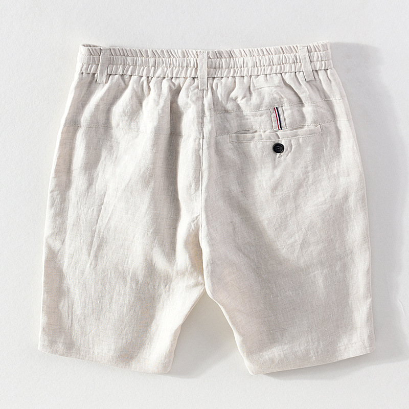 Vara nouă bărbați casual fire țesute in respirabil pantaloni scurți tineret subțire elastic cu cap și dantelă până pantaloni capri_voghion.com