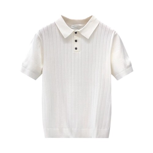 Pure Color Knit Casual Fashion Men's POLO Shirt Summer Collar Versatile Short Sleeve T-Shirt Outdoor Half Sleeve Trendy