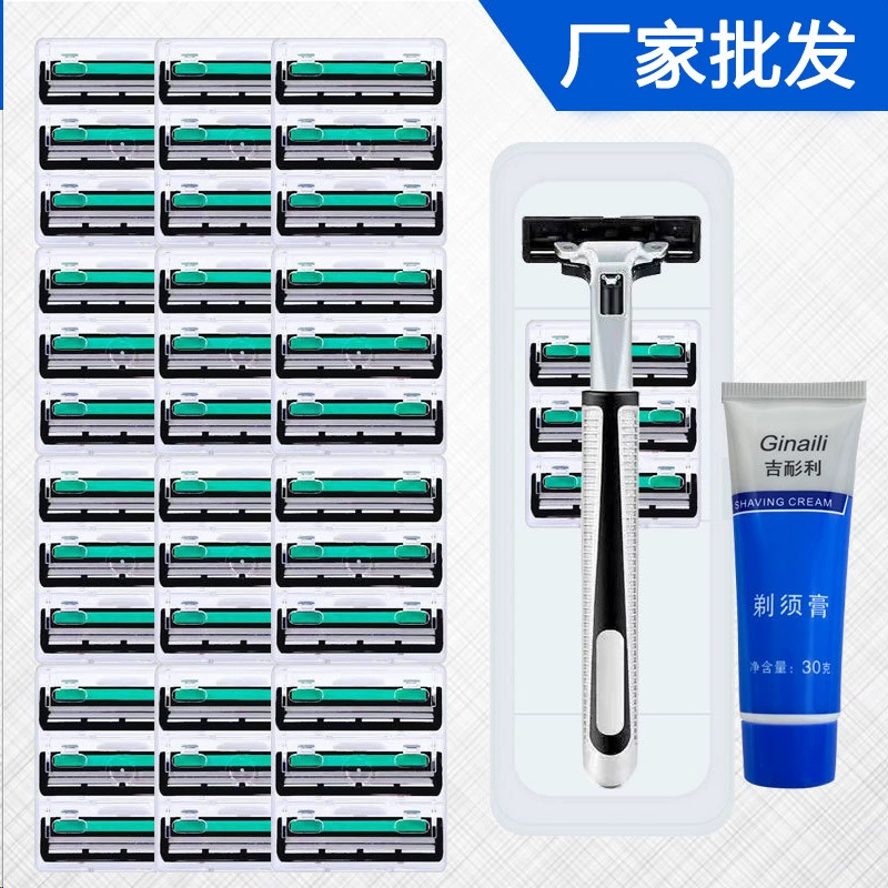 Двухслойная бритва с держателем для ножей, мужская бритва для бритья, старомодный набор бритв