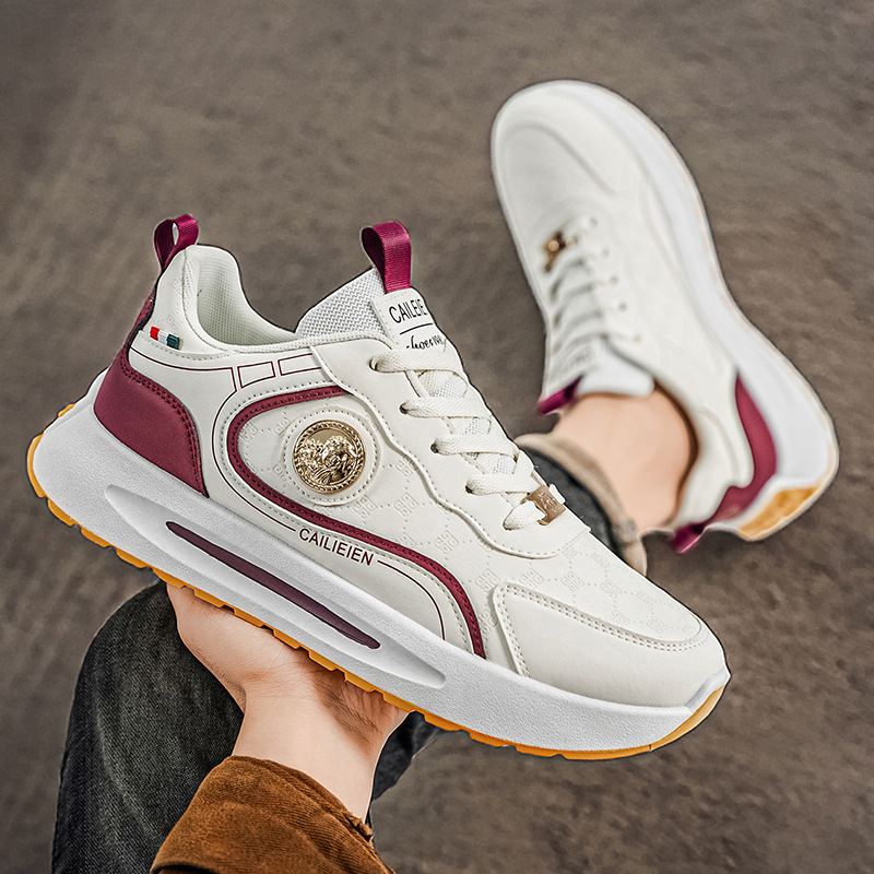 Otoño zapatos de hombre nuevos zapatos deportivos transpirables de moda para hombres, zapatos blancos con suela gruesa, zapatos casuales para hombres.