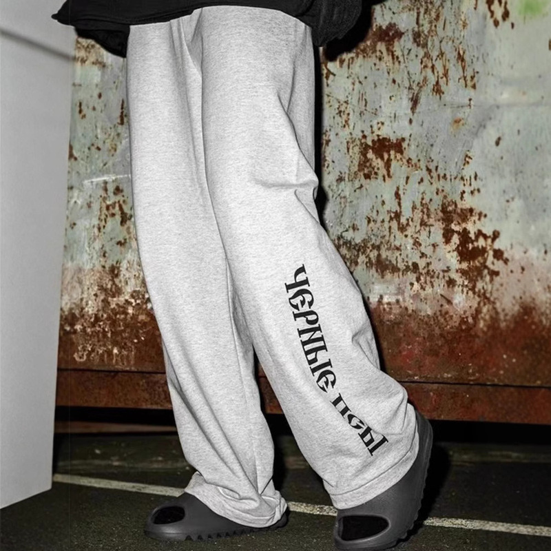 YEEZY Kanye High Street YZY Joint GOSHA Russian Slogan Black Dog Black Dog melange gray Thin Fleece Sweatpants