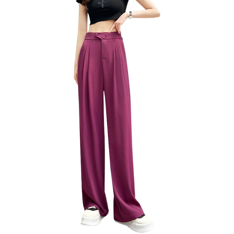 Широкие брюки женские тонкие больших размеров женские с высокой талией драпировка прямой Повседневный Женский костюм Швабра длинные брюки оптом