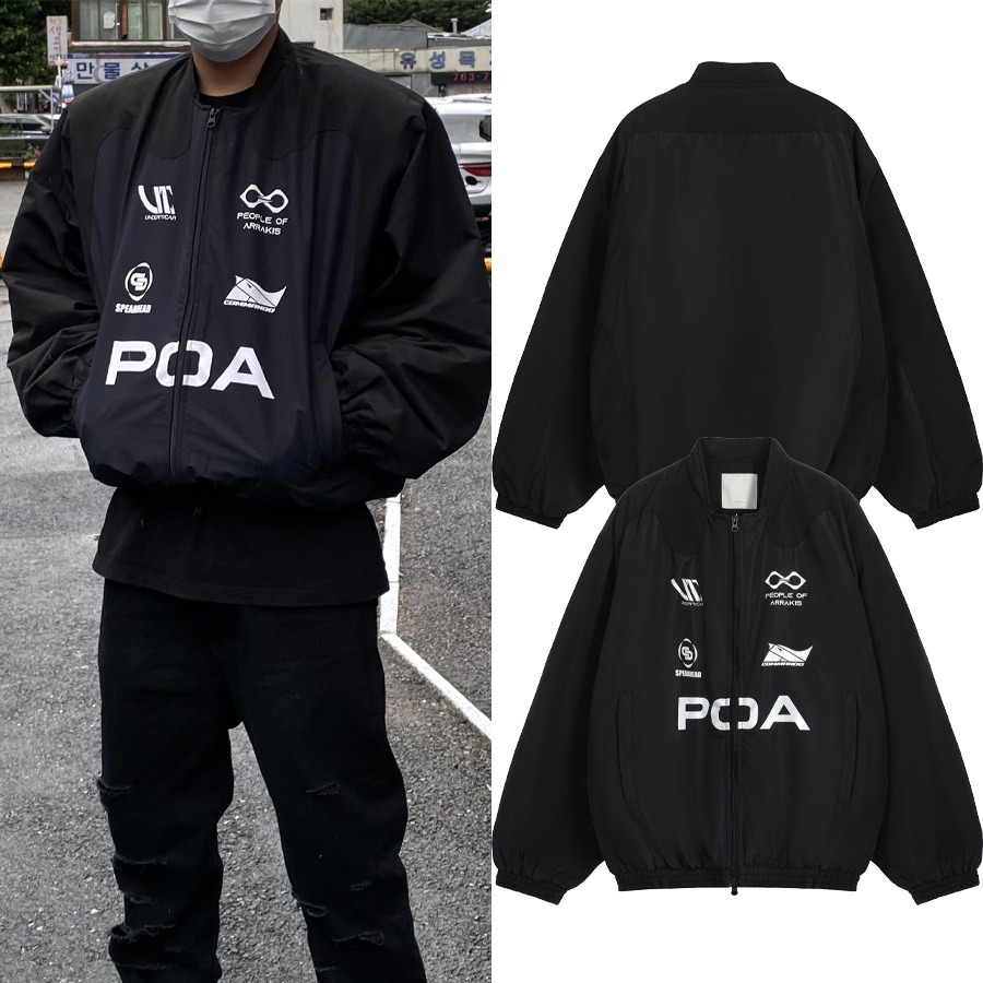 Undermycar POA Racing lema coincidencia de color a juego impreso hombrera de los hombres de algodón acolchado chaqueta casual chaqueta