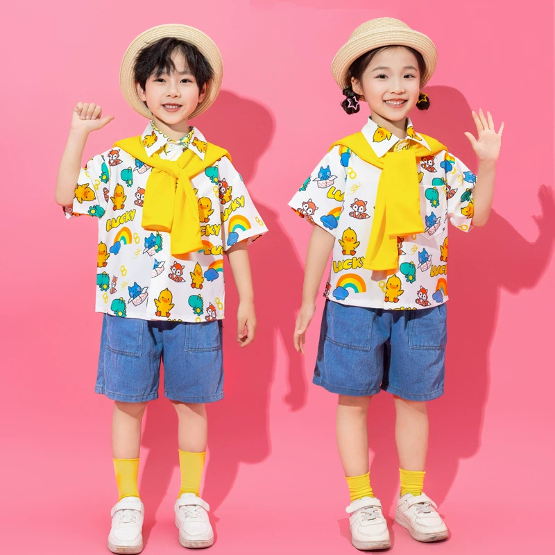 Детские костюмы для выступлений, шаль для черлидинга для начальной школы, рубашка для хора, костюм для выпускного фото в детском саду, классная форма