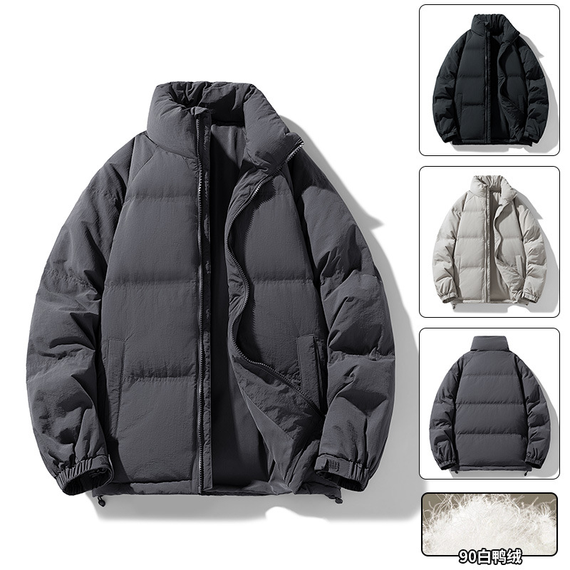 New national standard quality inspection white duck down jacket men's winter warm comfortable simple fashion stand collar couple coat