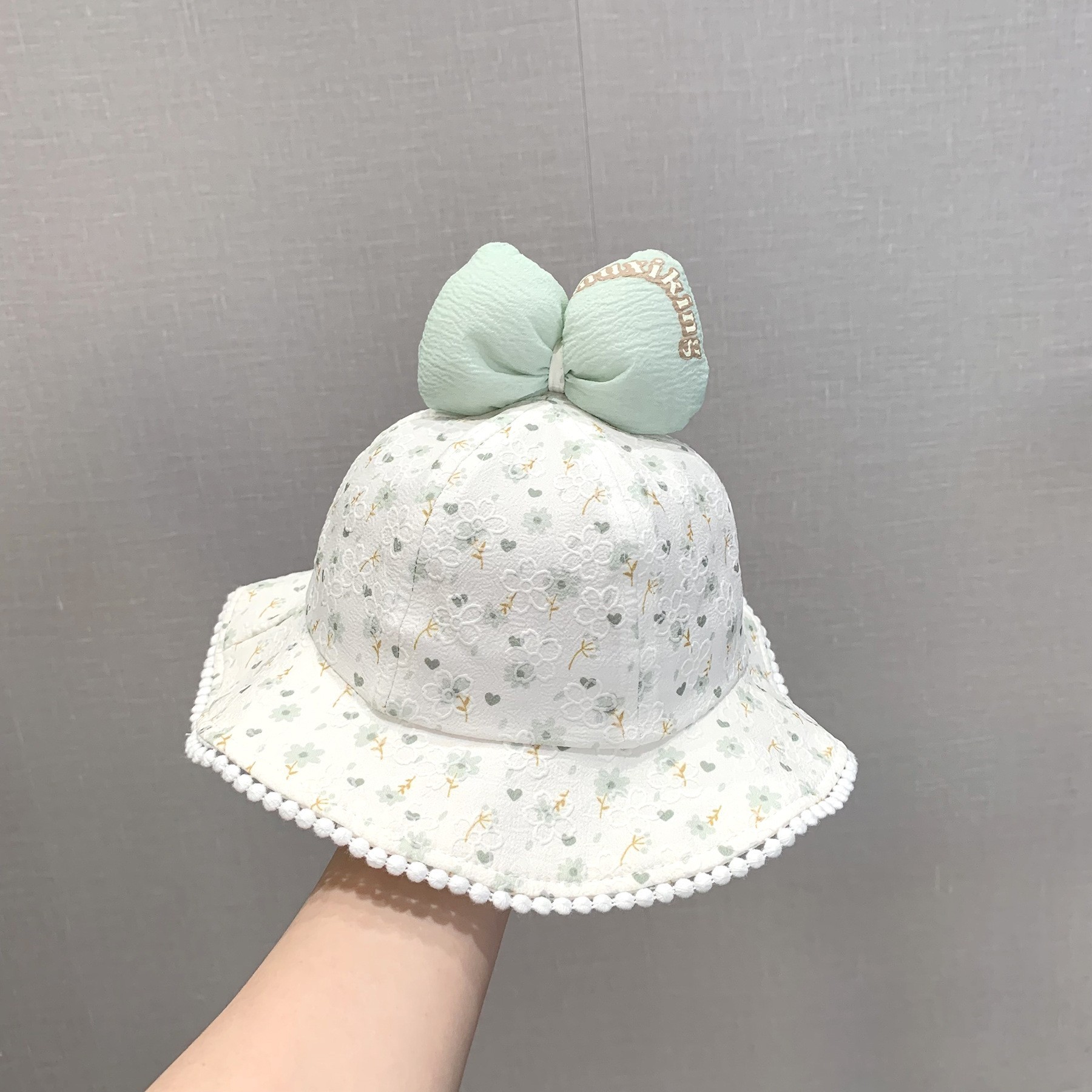 Sombreros para bebés primavera y otoño sombrero de pescador bebés arco princesa encaje sombrero de sombrero para niñas fuera sombrero protector solar