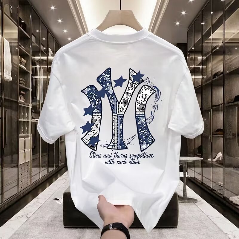 Trendy Brand Short-sleeved T-shirt Men's 2024 Summer New Arrival Cross-border Loose Casual Printed Ins Half-sleeved All-match Top Trendy Brand Short-sleeved T-shirt Men's 2024 Summer New Arrival Cross-border Loose Casual Printed Ins Half-sleeved All-match Top