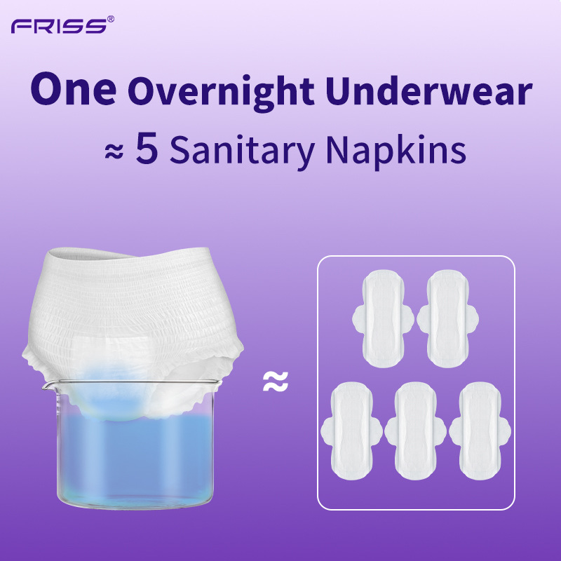 Venta al por mayor transfronteriza de toallas sanitarias tipo pantalón Felice, en paquete inglés, de 5 piezas, tallas M-XL, para uso nocturno, exclusivamente para comercio exterior. image 4