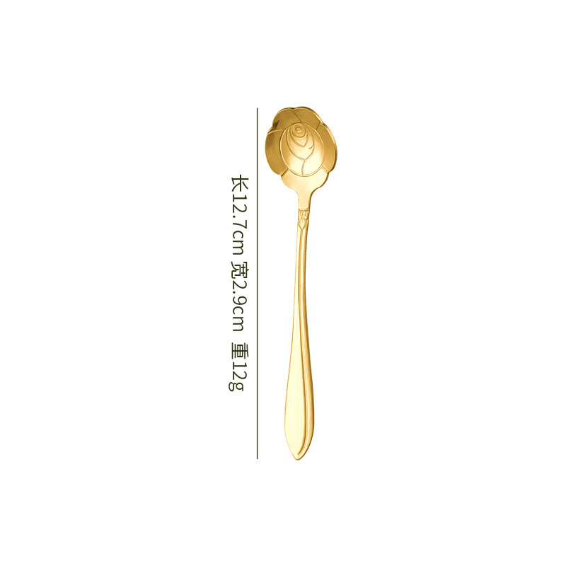 13cm 골드 로즈 플라워 스푼 골드