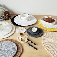 Nordic style cotton rope woven placemat anti-scalding heat insulation pad round pot pad coaster placemat plate mat