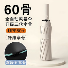60骨全自动雨伞折叠伞遮阳伞黑胶太阳伞防晒防紫外线广告伞印logo