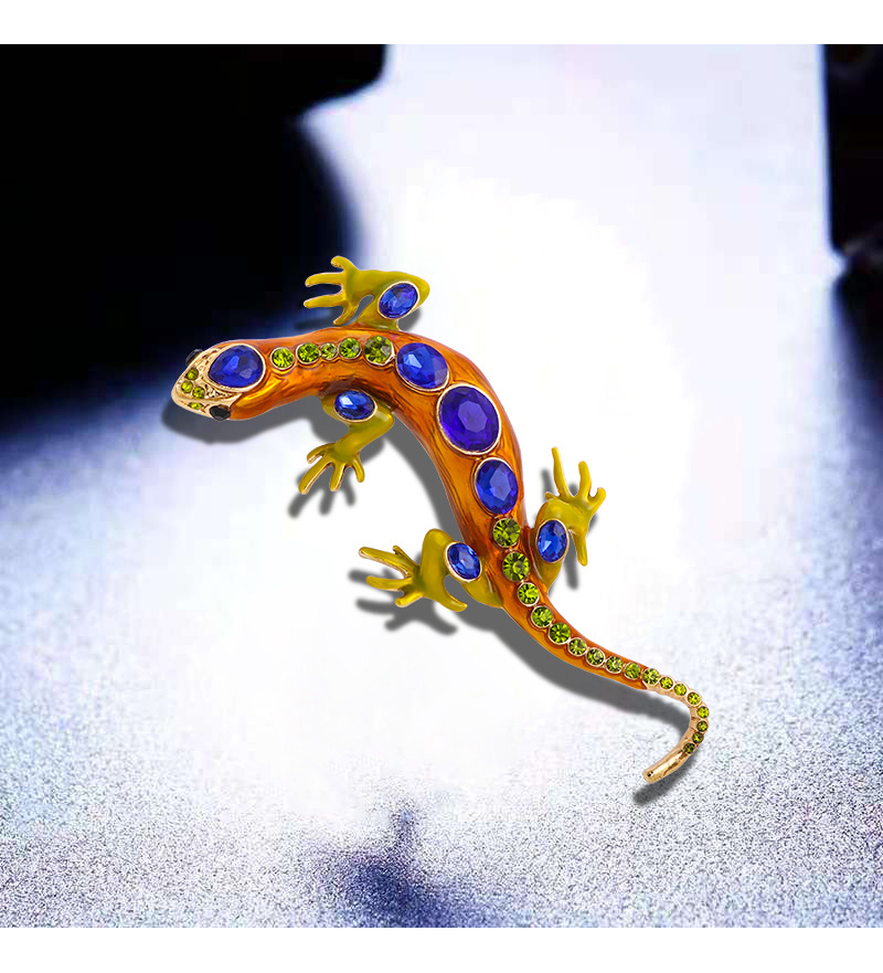 Retro Streetwear Lizard Alloy Inlay Zircon Unisex Brooches display picture 3