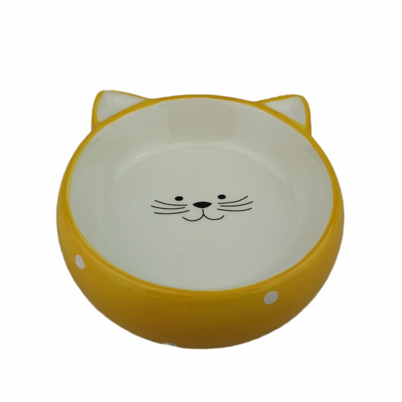 Tazón de gato Tazón de comida para mascotas de cerámica Tazón de perro Tazón de gato Tazón de agua Boca inclinada Protección de pie alto Marco de madera de columna Tazón doble personalizado