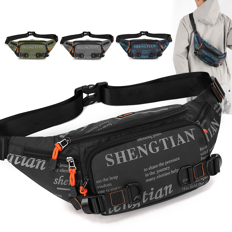 Cross-border New Waterproof Waist Bag Men's High-end Messenger Bag Trendy Fashion Sports Chest Bag Nylon Cloth Men's Bag