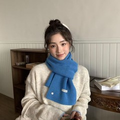 韩系绵羊毛针织毛线围巾女秋冬氛围感显白加厚保暖纯色围脖情侣款