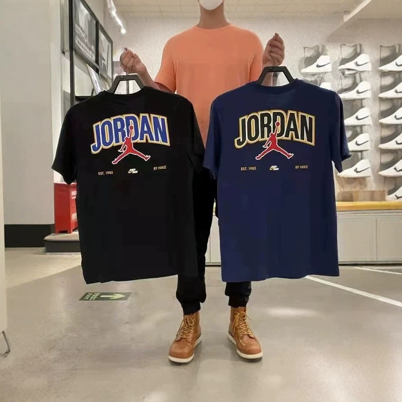 High-Quality Drop-Shipping Aj Jordan Jumpman Large Logo Round Neck Short-Sleeve Loose T-Shirt Item Number Dm3218