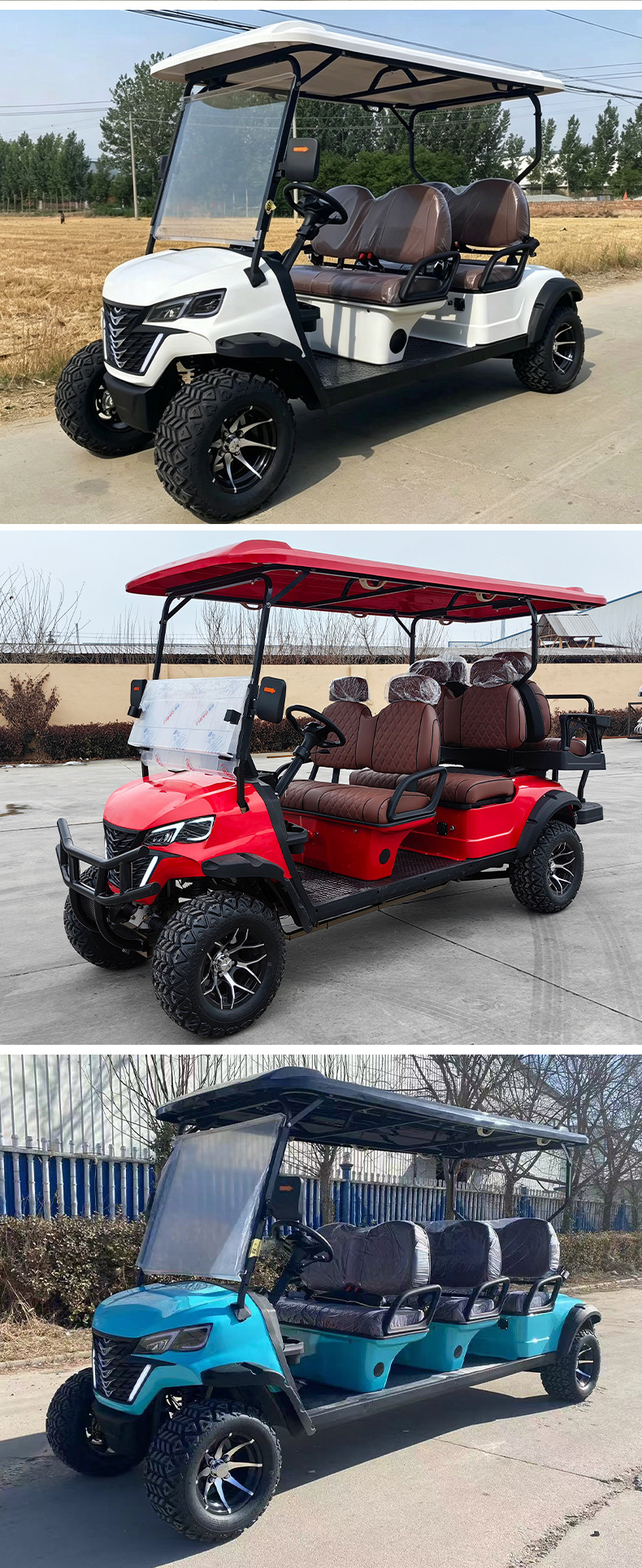 Golf Carts for Export: 6-Seater, 8-Seater Tourist Sightseeing Carts for Golf Courses and Hotels, Electric Golf Carts