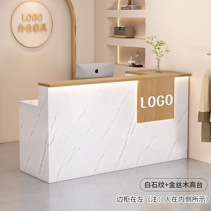 Bar counter, cashier counter, front desk, small shop counter, simple modern beauty salon and clothing store reception desk