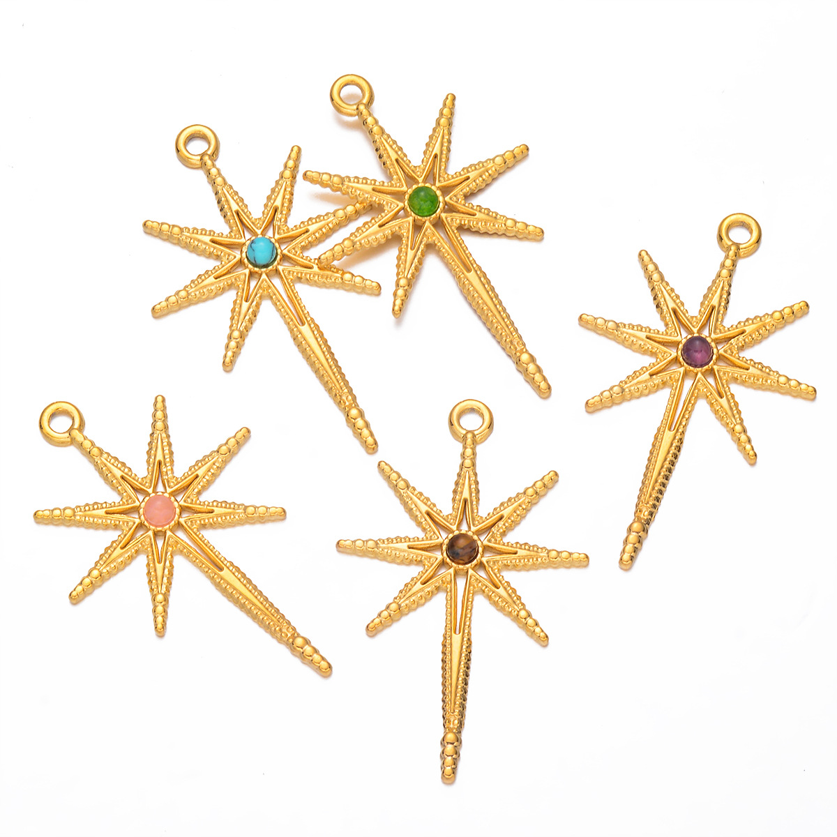 DIY Jewelry Accessories Classification 5 PCS/Package Quantity 5 PCS/Package Stainless Steel Natural Stone Star Pendant