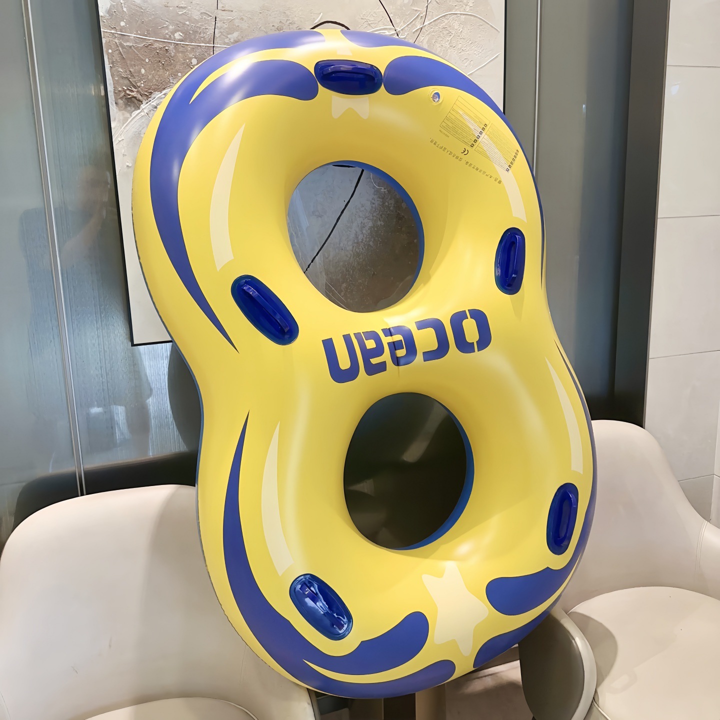 Swimming god very thick double mother and son 8-word circle swimming ring men and women couples drifting adult mandarin duck floating circle parent-child paradise