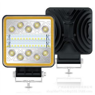 Factory Direct Sales Large Field of View Square 34Led with Yellow Halo 102W Work Light Off-Road Vehicle Light Modified Headlight