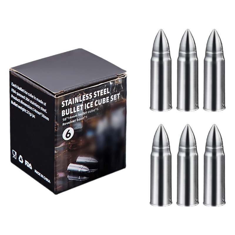 304 stainless steel bullet Ice Cube chilled creative whiskey ice grain metal quick frozen bullet ice wine Stone