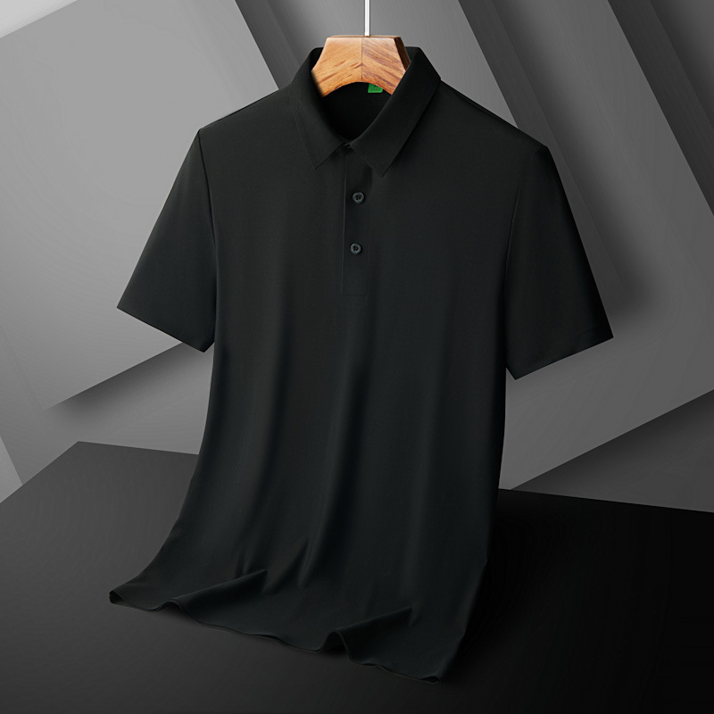 2024 verano de negocios sin marcas de hielo polo camiseta de manga corta para hombres de tamaño suelto con solapa camiseta de moda al por mayor