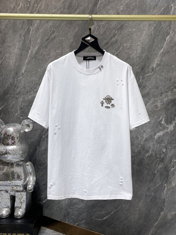 クロムハーツ新しい夏クロス馬蹄プリント男性と女性の半袖 T シャツシリーズ卸売|undefined
