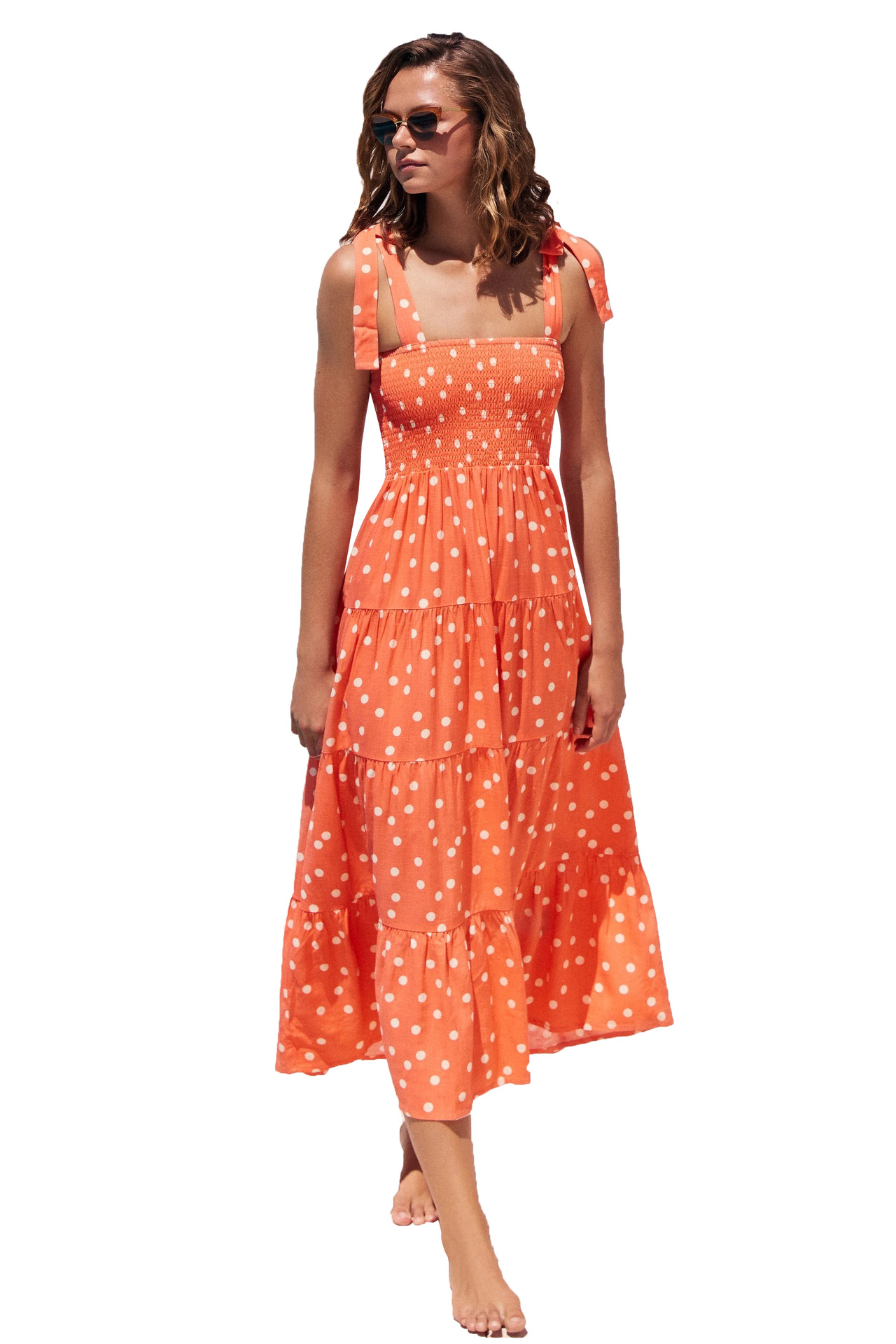 259g Weight Maxi Long Dress Dress Length Type Sleeveless Sleeve Length Regular Dress Dresses Type Regular Sleeve Sleeve Type Polyester Fabric Type High Waist Waist Line Daily Occasion Strap Neckline Regular Fit Fit Type Printing, Polka Dots Pattern Summer, Spring Season Women's Gender Elegant Style Wholesale Women's Elegant Printing Polka Dots Daily Strap Sleeveless Regular Dress 8