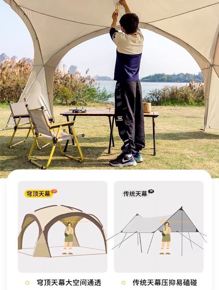 Dome Canopy Super Large Sunshade Tent for Outdoor Camping, Rainproof Folding Multi-Person Sun Shelter