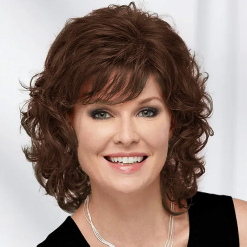 Cross-border e-commerce supply wig female European and American fashion short curly hair oblique bangs foreign trade chemical fiber full head set a generation of hair Cross-border e-commerce supply wig female European and American fashion short curly hair oblique bangs foreign trade chemical fiber full head set a generation of hair