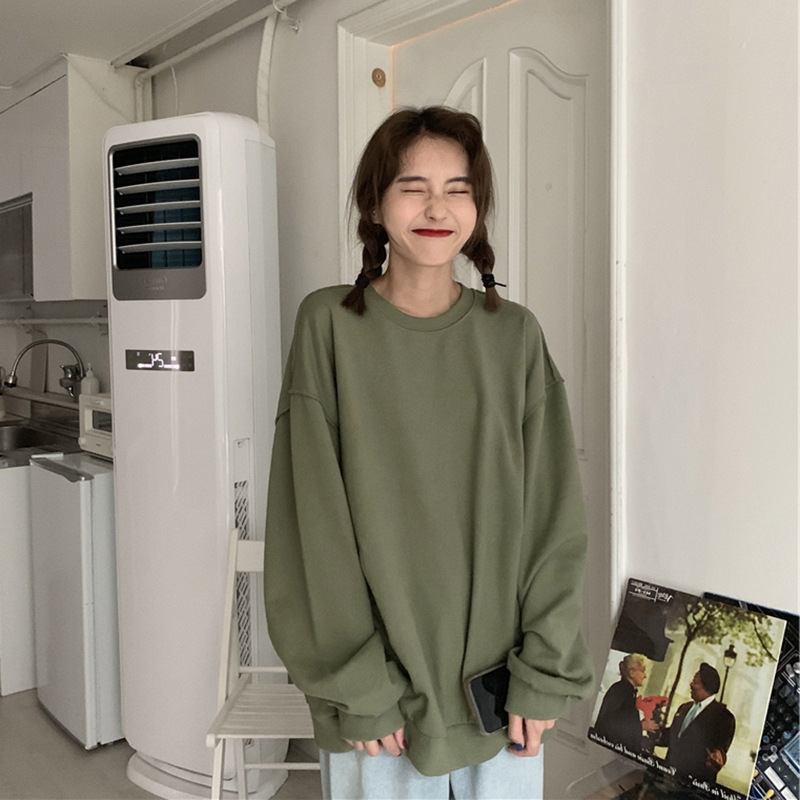 특별 제안은 돌아 오지 않는다 이른 가을 2024 새로운 단색 스웨터 여성 느슨한 한국 긴 소매 홍콩 스타일 이른 가을 재킷