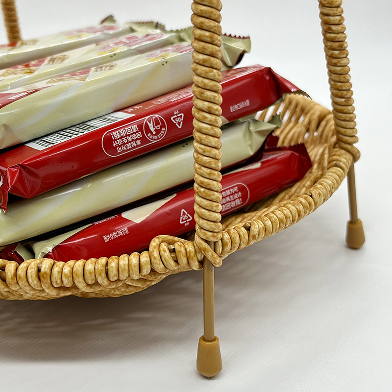 Creativa imitación de vid trenzada multicapa cesta de frutas KTV horno de cocción de té bandeja de frutas almacenamiento triple doble simple