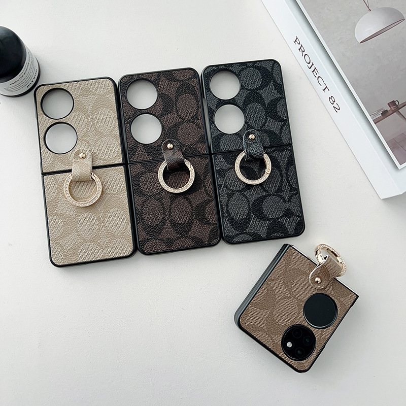 适用于华为P50 Pocket手机壳折叠屏 Pocket 2皮壳C纹指环扣保护套