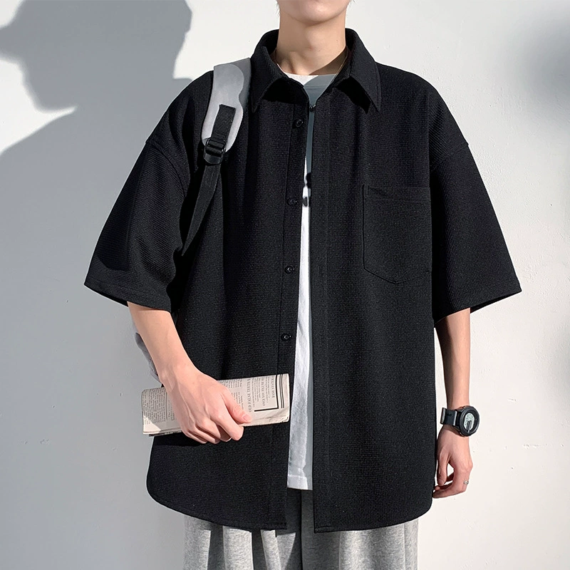 Специальная партия без цены для P30 летний вафельный свободный drape короткий рукав мужская всесторонняя жакет рубашка CD2244