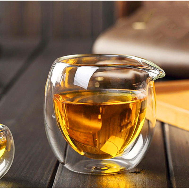 厂家批发双层玻璃杯茶海分茶器200ML公道杯茶具配件茶杯 咖啡杯