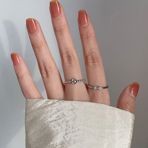 s925 sterling silver flower bow love combination ring women ins trend cold style niche index finger light luxury ring