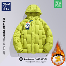 NASA联名棉服男款冬季男士连帽棉袄外套加厚保暖潮牌情侣棉衣格子