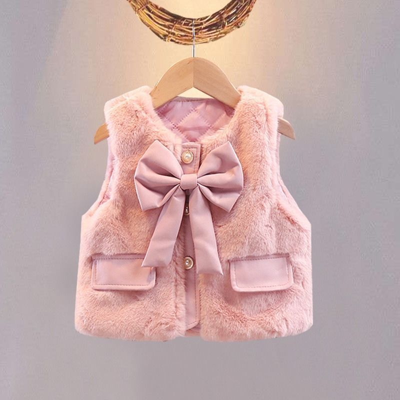 Otoño y invierno piel imitación chaqueta de princesa infantil espesa peludo hombro bebé nuevo chaleco de chaleco de cabellera chica exterior image 3