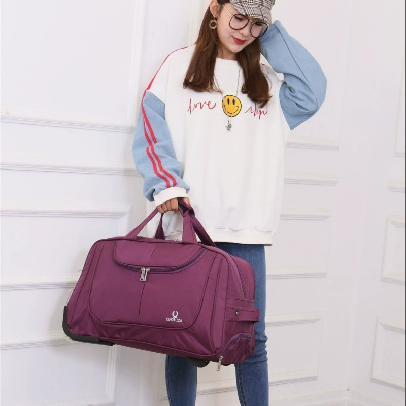 Foldable waterproof travel suitcase / handheld bag, telescopic handle and wheels, spacious, unbranded