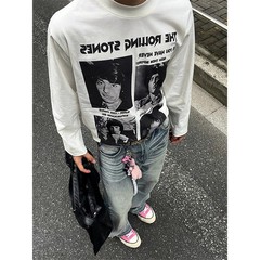 cleanfit复古人像乐队长袖t恤男款秋季高级感圆领卫衣内搭打底衫