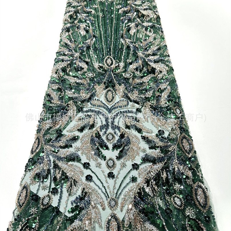 Corte europea anchoa bordada tela de malla alfombra roja vestido de cena de alta gama fiesta temática tela lujosa ligera image 5