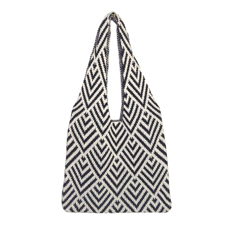 (2개) 가을과 겨울 새로운 대용량 토트 백 모든 경기 기하학적 니트 가방 여성 스타 같은 스타일 다이아몬드 간단한 어깨 가방