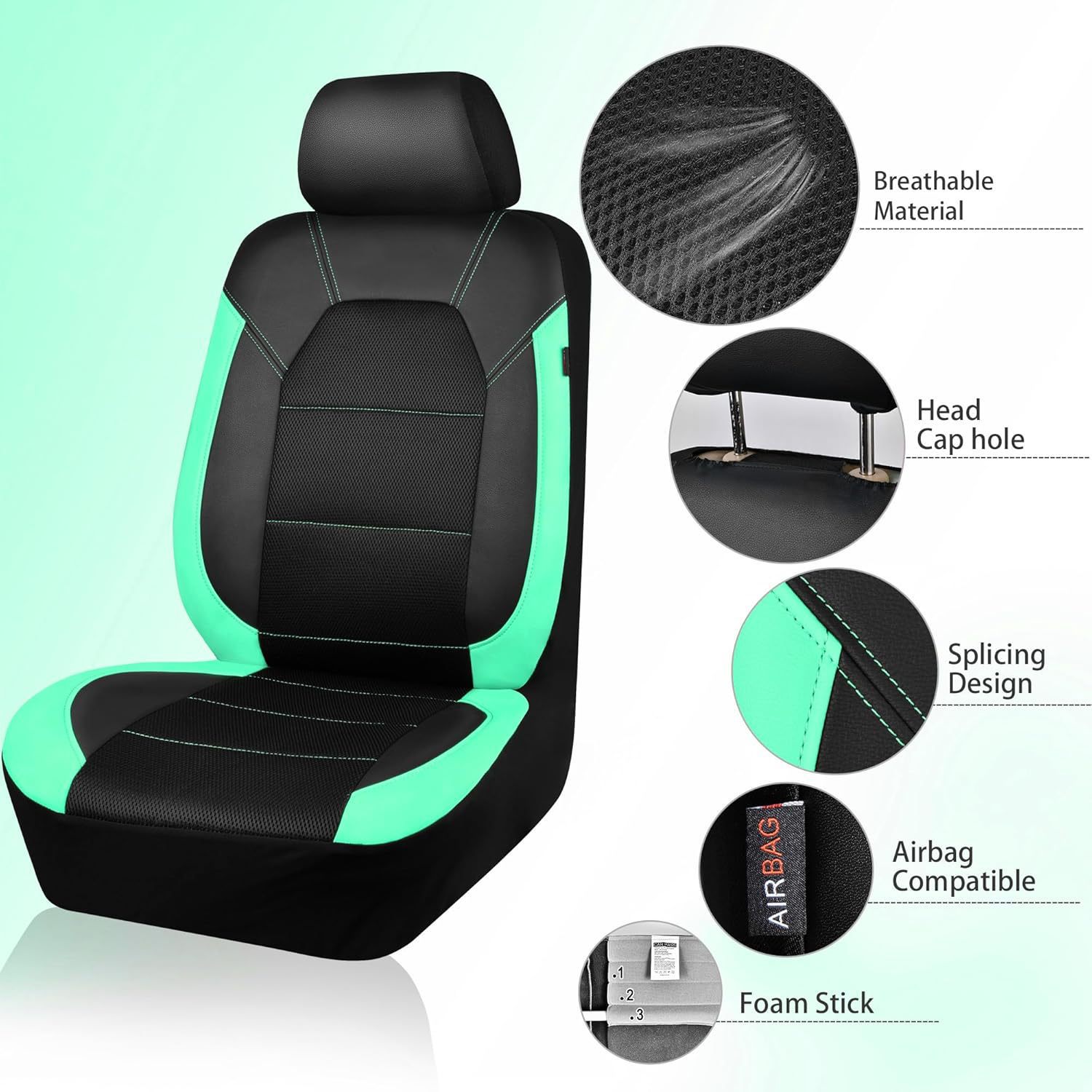 Pu Leather Car Seat Cover, Universal Anti-Stain and Anti-Scratch Protective Cover Suitable for Front and Rear Seats of Cars, Trucks, and Suvs
