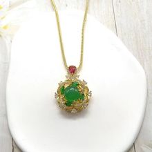 时来运转吊坠镶嵌绿玉髓挂件风车款可旋转吊坠空托12mm直播货源