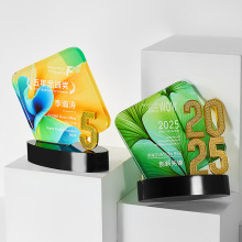 彩印創意數字水晶獎杯獎牌公司企業周年慶典頒獎榮譽數字可加工