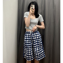 2022夏季男装 女装情侣款休闲裤宽松格子短裤449643 449563休